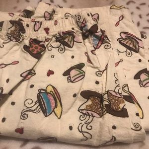 Dreams Co L 100% cotton pant of whimsical teacups & coffee cup pattern
